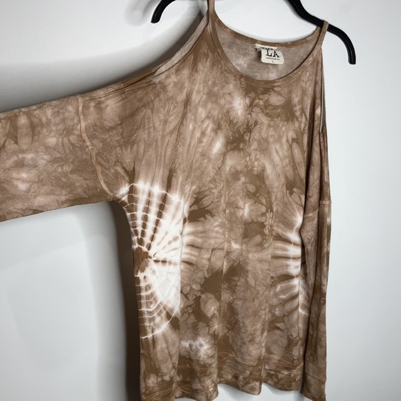 PPLA Petra cold shoulder top tan tie dye shirt size large - Picture 2 of 8
